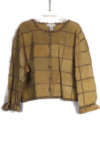 S M H Brown Women's Panelled Crochet Jacket Blazer 2X 035W
