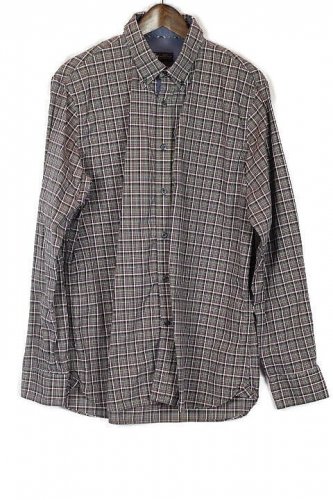Hart Schaffner & Marx Check Men's Long Sleeve Dress Shirt Button Down Large 014