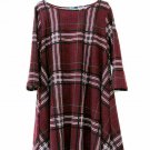 42POPS Women's A Line Tunic Swing Dress 3/4 Sleeve Red Checks Plaid Size 1XL 002 42POPS Women's A Line Tunic Swing Dress 3/4 Sleeve Red Checks Plaid Size 1XL 002