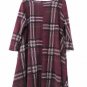 42POPS Women's A Line Tunic Swing Dress 3/4 Sleeve Red Checks Plaid Size 1XL 002