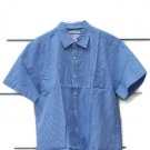 Amazon Essentials Blue White Checkered Men's Shirt Short Sleeve Size Large  003
