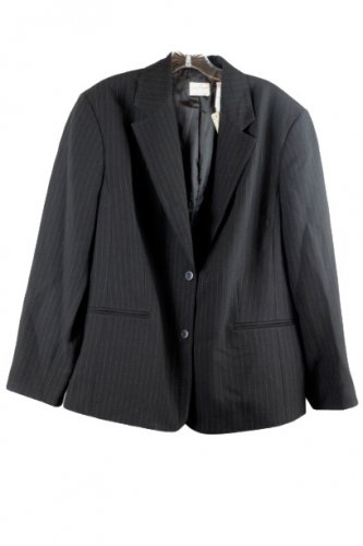 Emma James by Liz Claiborne Striped Black Womens' Career Suit Jacket Blazer 16W