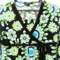 My Michelle Green Women's Blouse Floral Bowtie Criss Cross Tie Back Sz 16   004