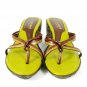A Giannetti Women's Brown Green Sandals Slides Wedges Basket Weave Sz 8.5 A