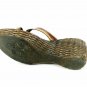 A Giannetti Women's Brown Green Sandals Slides Wedges Basket Weave Sz 8.5 A