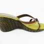 A Giannetti Women's Brown Green Sandals Slides Wedges Basket Weave Sz 8.5 A