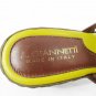A Giannetti Women's Brown Green Sandals Slides Wedges Basket Weave Sz 8.5 A