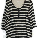 Style & Co Black Brown Striped Women's 2 Pc 3/4 Sleeve Shirt & Tank 2X  011