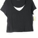 St John's Bay Black w/ White Trim Women's Short Sleeve Blouse V Neck 2X 026 St John's Bay Black w/ White Trim Women's Short Sleeve Blouse V Neck 2X 026
