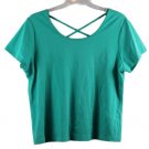 Venezia Jeans Green Women's Top Blouse Criss Cross Back Accent Pullover 1X 011