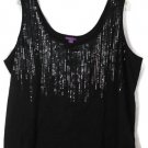 Beverly Drive Black Women's Sleeveless Tank Sequins 24/26W 023