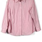 Chaps Pink Striped Women's Dress Shirt Short Sleeve Front Buttons 2X  002