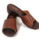 MontegoBay Club Women's Slip On Sandals Open Back Heels Brown Leather Size 10 MontegoBay Club Women's Slip On Sandals Open Back Heels Brown Leather Size 10