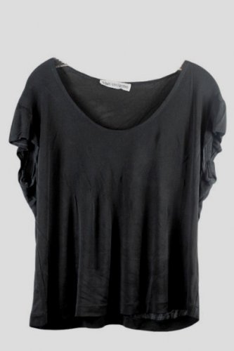 Mary Ann Restivo Black Women's Top Blouse Short Sleeve Pullover Large 048