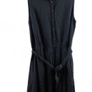 Amazon Essentials Black Women's Shirt Dress Tie Waist Front Buttons  Large 042