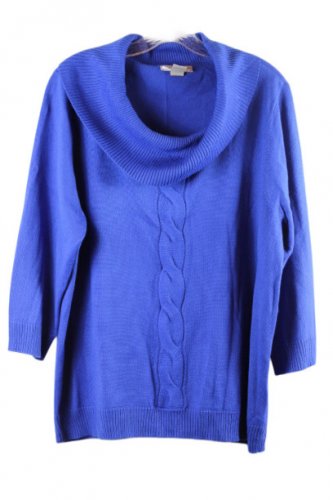 Tanjay Blue Women's Knit Pullover Sweater Long Sleeve 2X 061