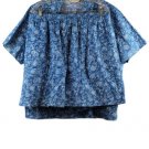 Bechamel Blue Floral Women's Two Piece Short Blouse Set XL 054