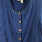 Venezia Blue Women's Top Blouse Button Up Collared Short Sleeve 20 062