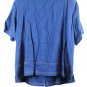 Venezia Blue Women's Top Blouse Button Up Collared Short Sleeve 20 062