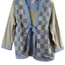 Saint Germain Blue Womens' Long Sleeve Top Blouse Front Tie Closure 1X 061