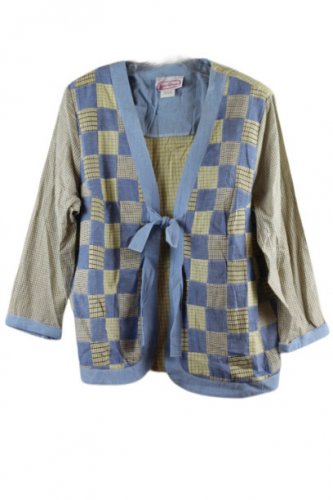 Saint Germain Blue Womens' Long Sleeve Top Blouse Front Tie Closure 1X 061