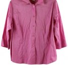 Notations Stretch Pink Women's Top Blouse Long Sleeve Collared 1X 054