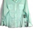 Liz Claiborne Teal Women's Dress Shirt Long Sleeve Roll Tab 3X 027