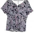 Croft & Barrow Paisley Multicolor Women's Top Blouse Short Sleeve 1X 008