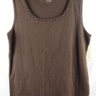 St John's Bay Brown Stretch Women's Top Blouse Sleeveless Pullover 1X 047