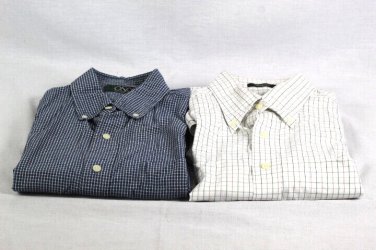Eddie Bauer OSCC Check Men's 2 Dress Shirt Long Sleeve Button Down M 015