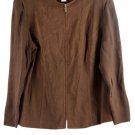 Maggie Mcnaughton Brown Women's Light Faux Suede Jacket Front Zip 16W 061
