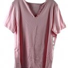 Jones New York Pink Women's Henley Shirt Short Sleeve Pullover 2X 040