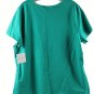 Croft & Barrow Green Women's Top Blouse Braided Short Sleeve Pullover 2X 040