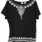 Emma James Black Women's Top Blouse Short Sleeve Pullover 2X 037
