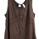 Emma James Brown Women's Sleeveless Top Blouse Pullover V Neck 2X 057