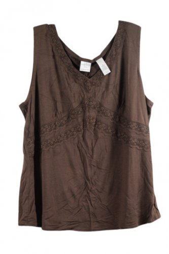 Emma James Brown Women's Sleeveless Top Blouse Pullover V Neck 2X 057