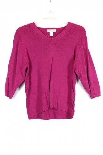 Dressbarn Pink Women's Stretch Blouse V Neck 3/4 Sleeve 18-20 001
