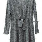 As U Wish Gray Women's Mini Dress Long Sleeve V Neck Drawstring Waist Tie L  013