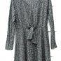 As U Wish Gray Women's Mini Dress Long Sleeve V Neck Drawstring Waist Tie L 013