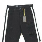 M Society Jet Black White Side Trim Men's Bermuda Shorts Distressed Size 32  009