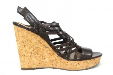 Enzo Anglioni AEWondertg Women's Cork Wedges Sandals Strappy Brown Leather 9 M
