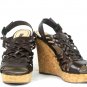 Enzo Anglioni AEWondertg Women's Cork Wedges Sandals Strappy Brown Leather 9 M
