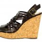 Enzo Anglioni AEWondertg Women's Cork Wedges Sandals Strappy Brown Leather 9 M