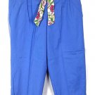 Sag Harbor Blue Women's Cropped Pants Floral Belt Size 20W 038