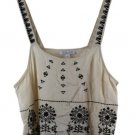 Patrons of Peace Tan Women's Sleeveless Crop Top Blouse Large 020