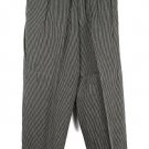 Chaus Striped Dark Navy Gray Women's Pants Elastic Waist Drawstring 16 026