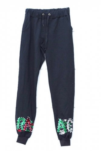 Sequence RAAG Faux Pearl Front Black Women's Sweatpants Drawstring Medium    011
