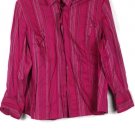 Lane Bryant Pink Striped Women's Long Sleeve Shirt Front Button Size 18/20  009