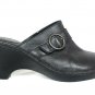 Merona Women's Clogs Mules Heels Black Leather Slip On Strap Buckle 10 M