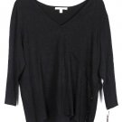 Merona Black Women's Top Blouse Long Sleeve V Neck 2X 004